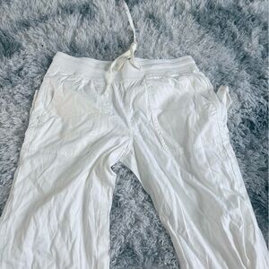 Women's White Drawstring going out pants